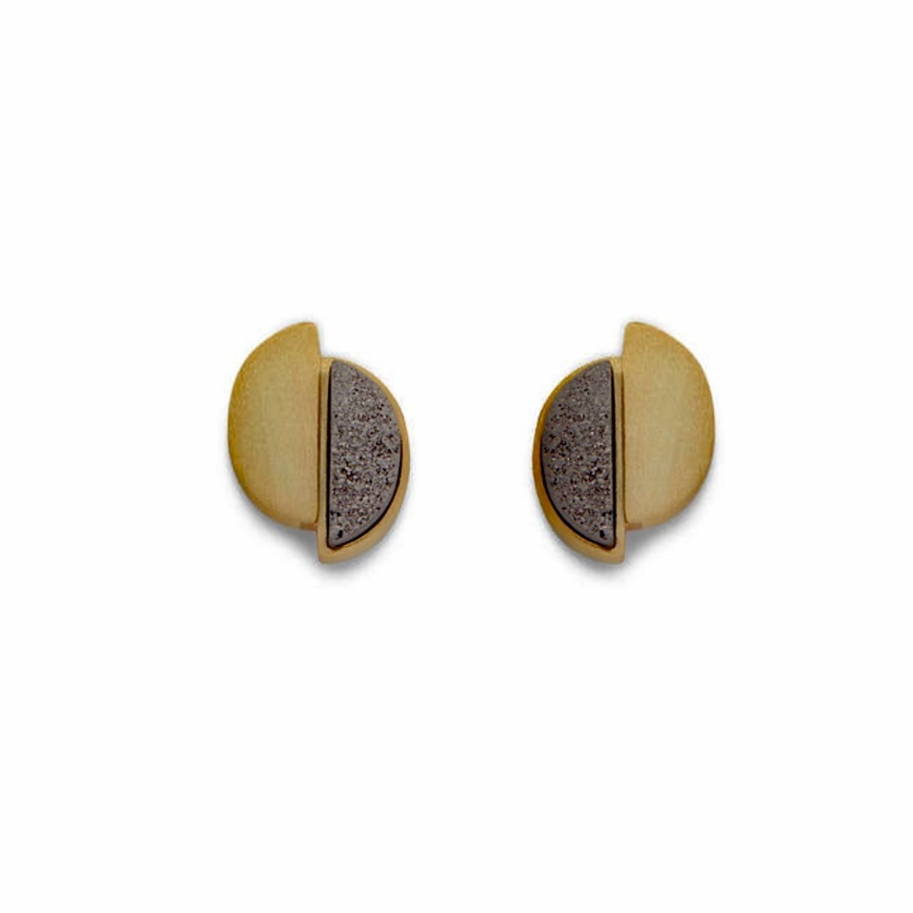 Ava Rose “Jackson” Gold & Druzy Stud Earrings